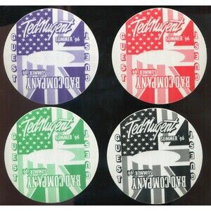 Vintage 1996 Ted Nugent Bad Company Concert Backstage Pass Guest Lot of 4